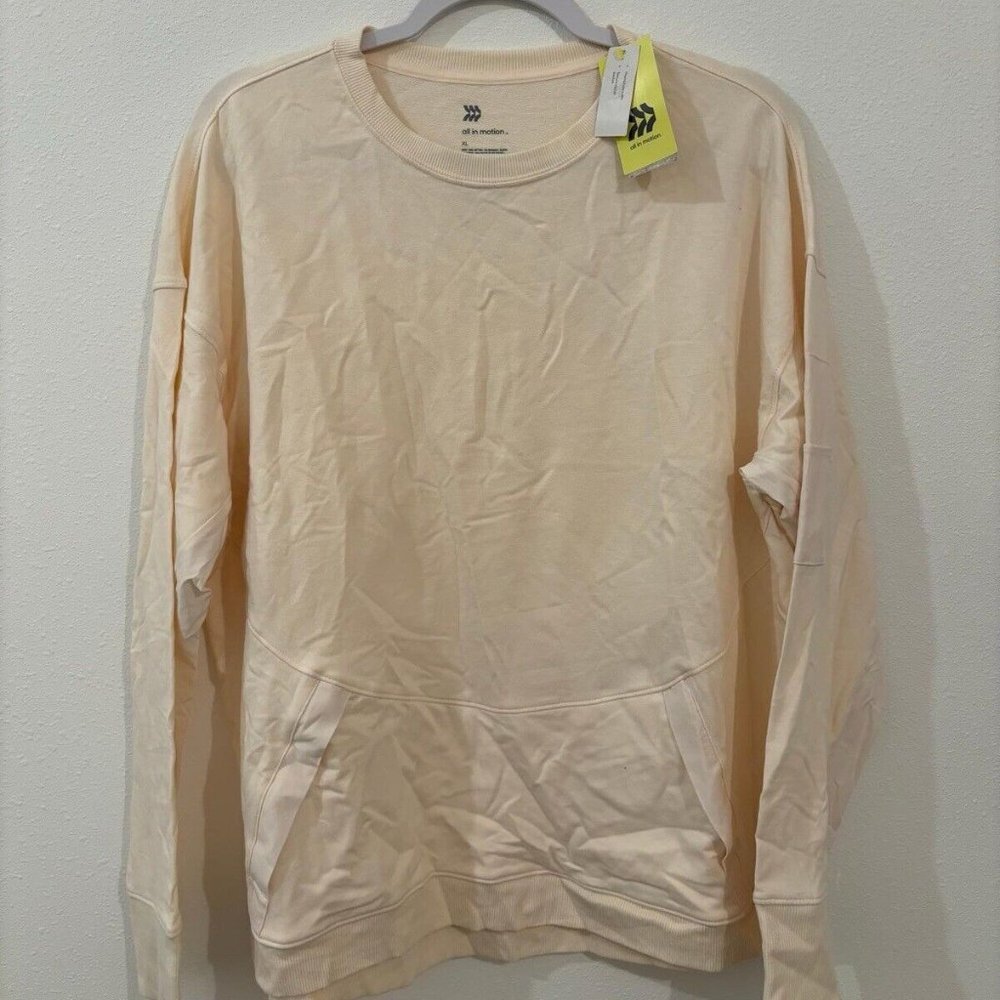 All in Motion Women’s French Terry Crewneck Ivory Size XL NWT
